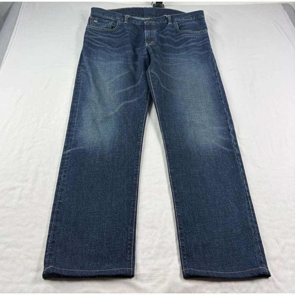 RRL Jeans Men 38x31 Blue Double RL Slim Narrow Union Standard Denim Ralph Lauren